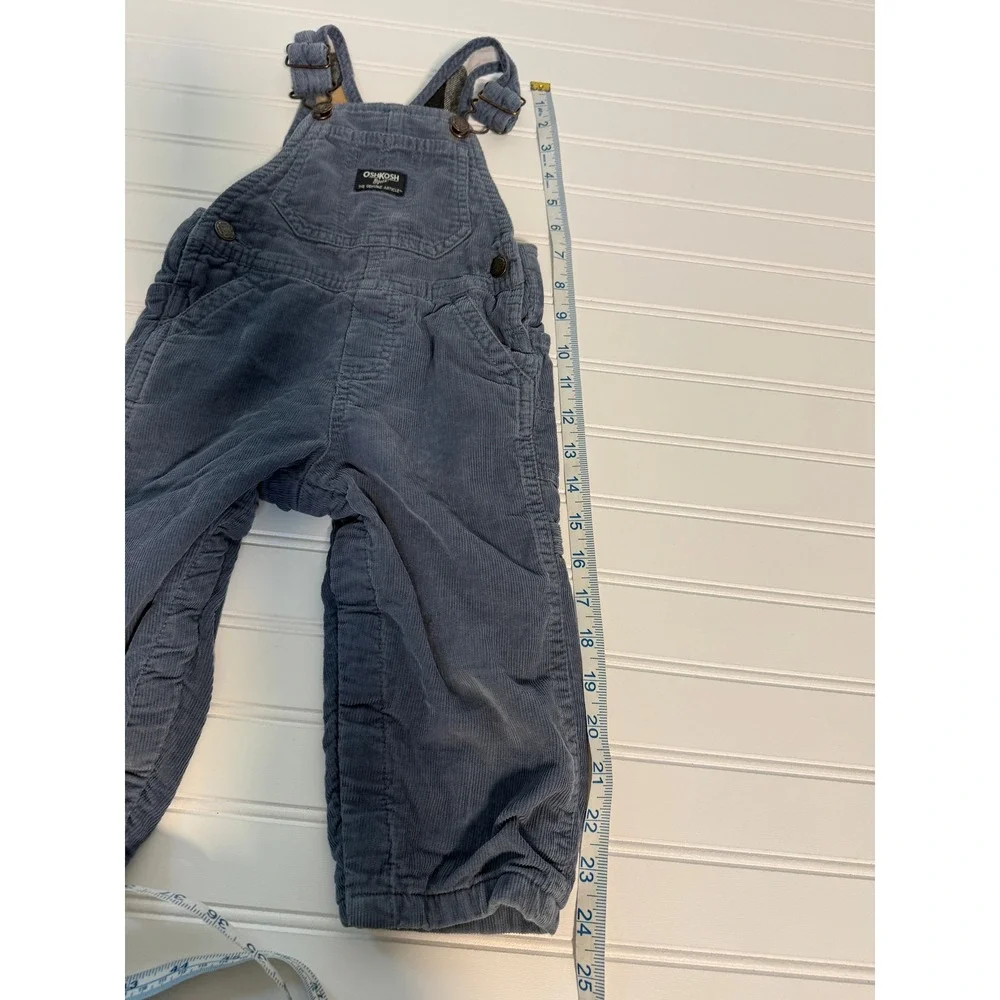 OshKosh B'gosh Overalls Kids 18M Blue Flannel Lined Corduroy Vestbak OSH11771
